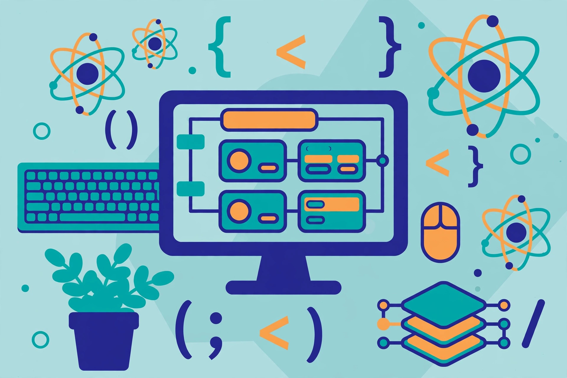 Foreign client hiring a React developer in Pakistan for remote work, with a laptop showing a React dashboard interface and code editor