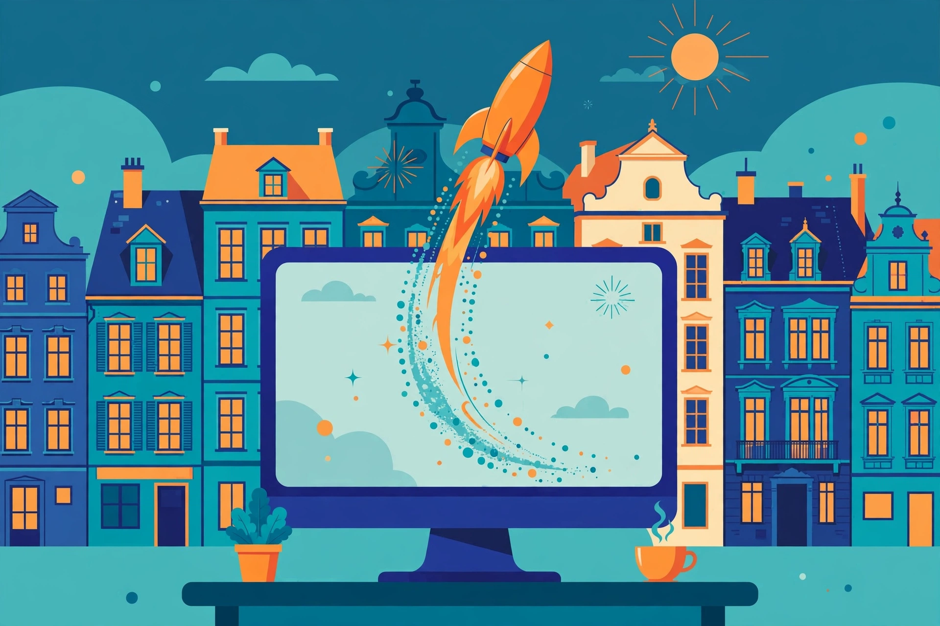 Modern business website on a laptop for a Belgian company, built remotely by a full-stack developer