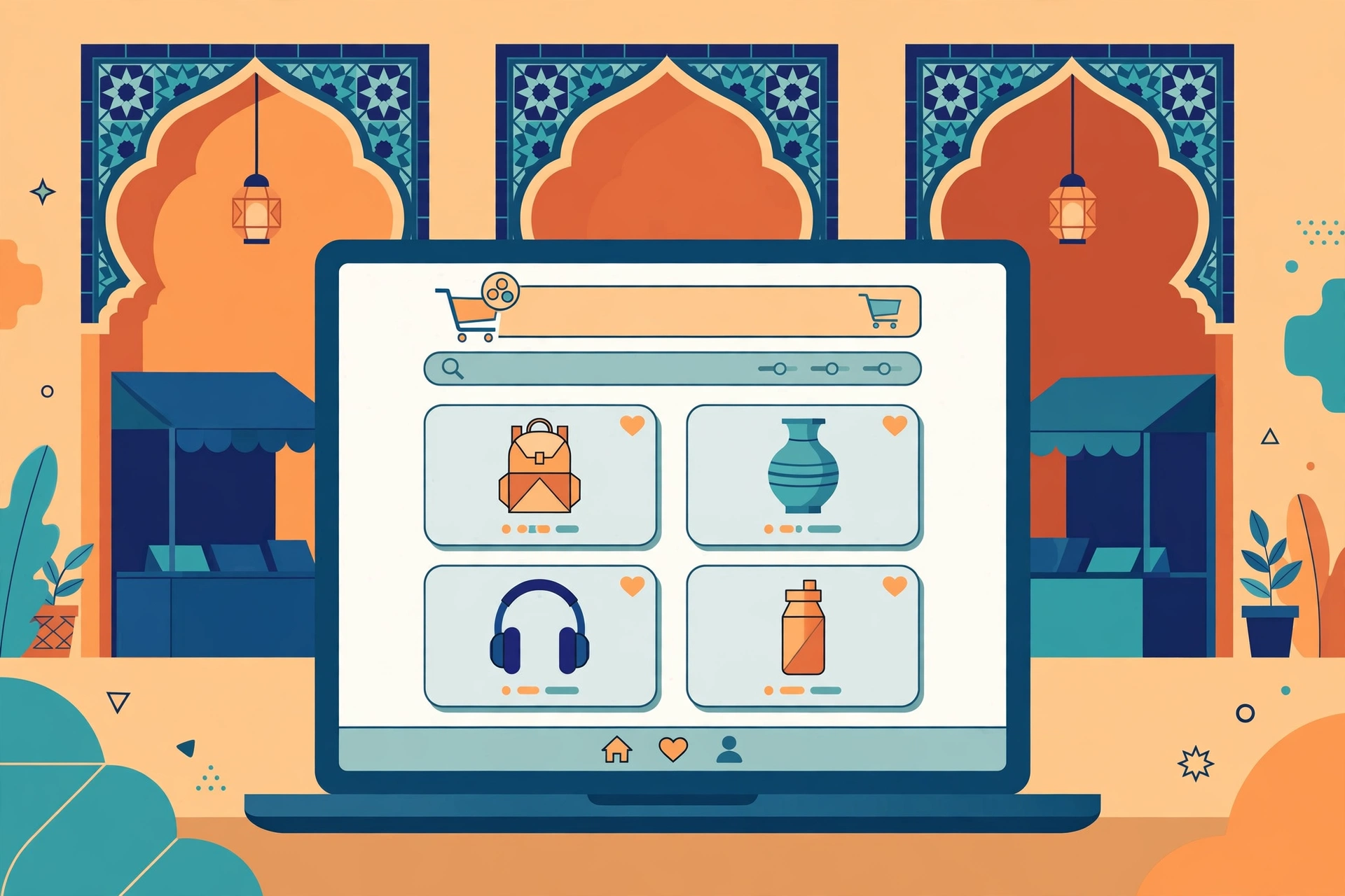 Shopify online store on a mobile phone for a Lahore business, with products and checkout visible